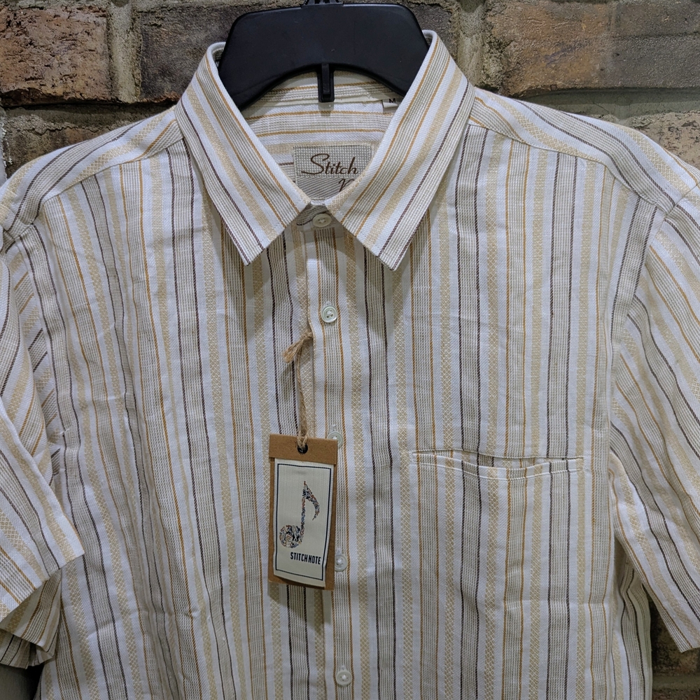 New! Stitch Note Dyed Yarn Striped Shirt - Picture 4 of 15